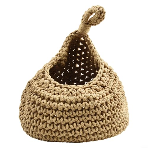 Jute-Baumwollseil, Wand-Hängekorb, Gemüse, Obst, Aufbewahrung, Organizer, atmungsaktiv, Küchenregal, handgewebt, für Küche und Garten (F(28 x 35 cm) von Yuanpgky