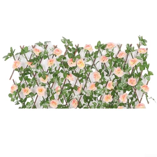 Künstliche Efeublatthecke, Garten-Spalier, erweiterbarer Holzzaun, Sichtschutzpaneele auf Rolle, Sichtschutzzaun (gebrochenes Weiß) von Yuanpgky
