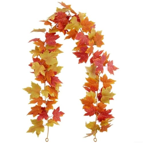 Künstliche Herbst-Ahornblatt-Girlande für Kamin, Kaminsims, Treppenhaus, Tisch, Mittelstück und Zuhause, Herbst, Hochzeit, Party, Dekoration (A) von Yuanpgky