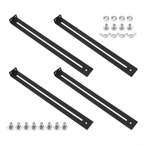 Reparaturset für Stahlschubladen, 33 - 61 cm, verstellbare Möbelverstärkung, Halterung für Holzspanplatten, MDF, Schrankschubladen, schwarz, komplettes Zubehör-Set (2 Set) von Yuanpgky