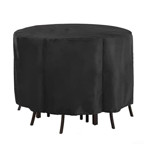Runde Outdoor-Tischabdeckung, wasserdichte runde Gartenmöbelabdeckungen, 210D Gartentischabdeckung, hohe runde Tischabdeckung für Tisch und Stuhl-Sets (128 x 71 cm) von Yuanpgky