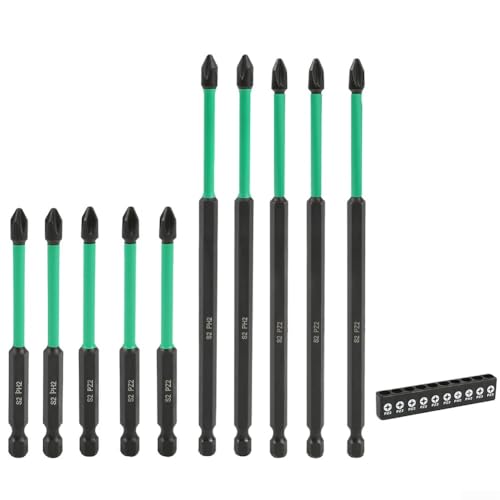 Rutschfester, schlagfester Phillip-Schraubendreher-Bit mit Magnethalter, Metall-Kreuz-Schraubendreher-Bits, 90 mm, 150 mm, für professionelle Bau- und Reparaturarbeiten (C) von Yuanpgky