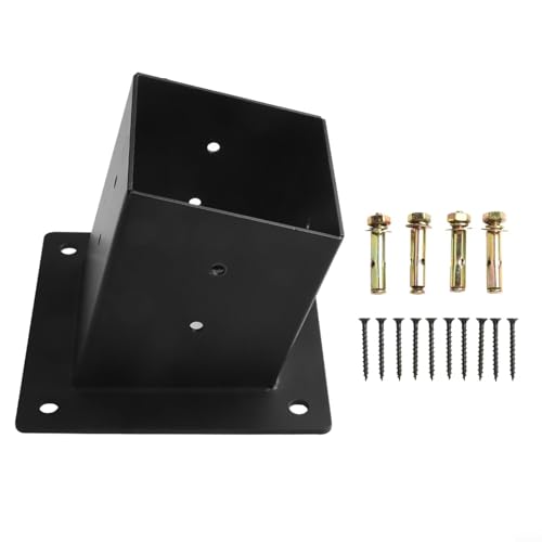 Schrägdach-Pergola-Halterungen, Wandhalterungs-Set für 10,2 x 10,2 cm Pfosten, Stahl, 3-Wege-Pavillon, Hardware-Set mit Schrauben, schwarz (einzeln) von Yuanpgky