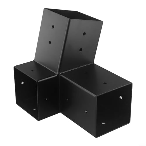 Schrägdach-Pergola-Halterungen, Wandhalterungs-Set für 10,2 x 10,2 cm Pfosten, Stahl, 3-Wege-Pavillon-Hardware-Set mit Schrauben, schwarz (links 15°) von Yuanpgky