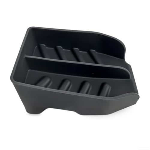 Silikon-Schwammhalter für Küchenspüle mit Ablaufauslauf und Organizer-Tablett, schnell trocknende Seifenschale für Schwämme und Schrubber in Schwarz oder Grau (schwarz) von Yuanpgky