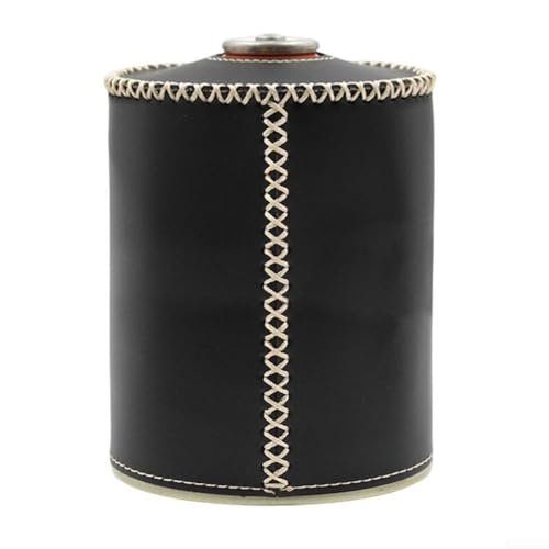 Strapazierfähiger Kunstlederbezug für Gaskanister mit Retro-Design und atmungsaktiver Konstruktion für sicheren Einsatz im Freien (lang, schwarz, 450 ml) von Yuanpgky