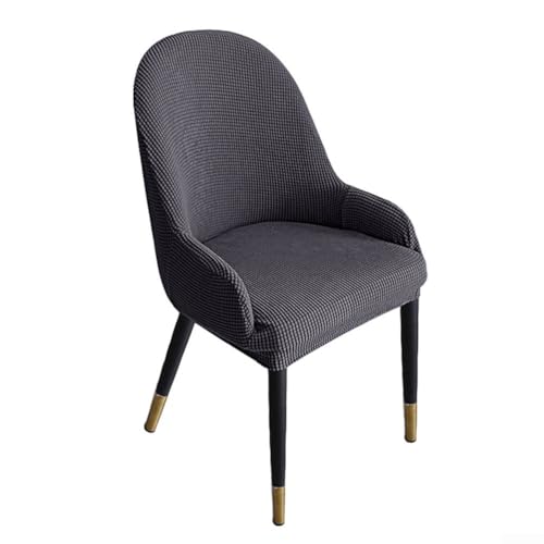 Stuhlhussen aus Samt, Esszimmerstuhlbezug für Esszimmer, gebogene Rückenlehne, Stretch-Samt, Esszimmerstuhl-Sitzbezüge, Zuhause, Küchenstühle (dunkelgrau) von Yuanpgky