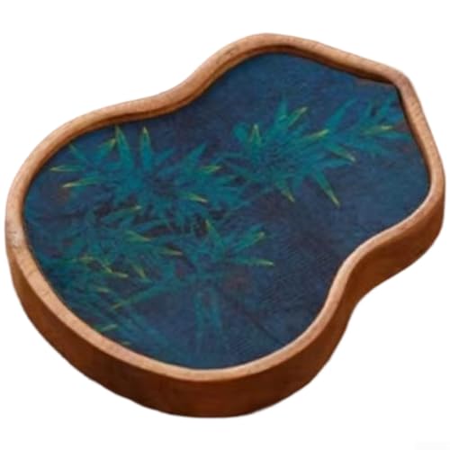 Teetablett aus Walnussholz, chinesischer Stil, Servierbrett mit wasserdichtem Gesicht und handgeschnitztem Design für Teezeremonie zu Hause (A) von Yuanpgky