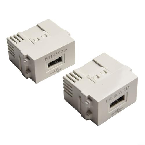USB-Modul-Schnittstellen-Adapter, Schalter, Handy-Ladegerät, 5 V, Transformator, 2,1 A Buchse, 220 V, ABS, Metall, Weiß, Zubehör für elektrische Steckdose (2 Stück) von Yuanpgky