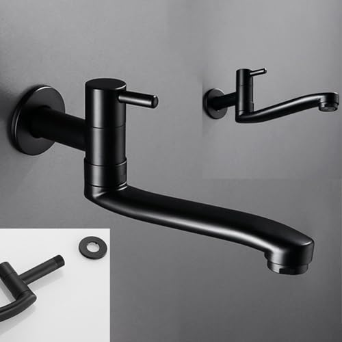 Verlängerte Wandmontage, Einzel-Kaltwasser-Küchenspüle, Wasserhahn mit 4-Punkt-Drehung, 304 Edelstahl-Konstruktion für modernen Heim- und Außenbereich (31 cm) von Yuanpgky