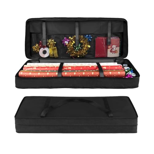 Verstellbare Aufbewahrungsbox für Geschenkpapierrollen mit reißfester Stoffkonstruktion, entworfen, um in kleine Räume wie unter Betten oder in Schränken zu passen (schwarz) von Yuanpgky