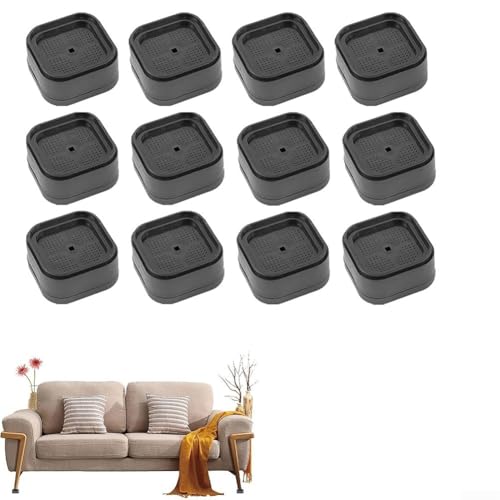 Verstellbare Möbelerhöhungen, robuster Kunststoff, für Bett, Sofa, Stuhl, Schreibtisch, mit rutschfester Unterseite, für Bodenschutz und Geräuschreduzierung, schwarz, 12 Stück von Yuanpgky