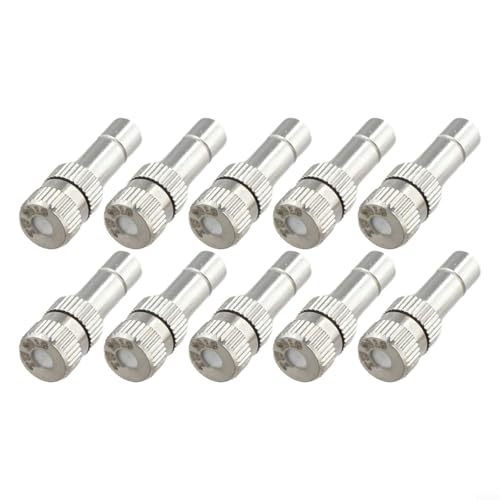 Yuanpgky 10 x 6 mm Sprühdüsen aus Kupfer, Schnellverbindung, für Gartenbewässerung, mit 8 verschiedenen Größen, 0,15 mm-0,8 mm, Nebelsprüher für Gewächshaus, Terrasse, Rasen (0,2 mm) von Yuanpgky