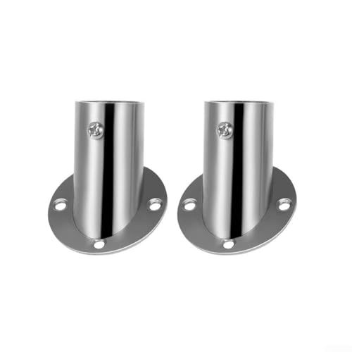 Yuanpgky 2-teiliges Edelstahl-Schrankstangenhalterungs-Set mit Winkelflansch-Basis und Endstützen, 26 mm verstellbare Halterungen für Duschvorhang oder Kleiderschrankstangen (SKU) von Yuanpgky