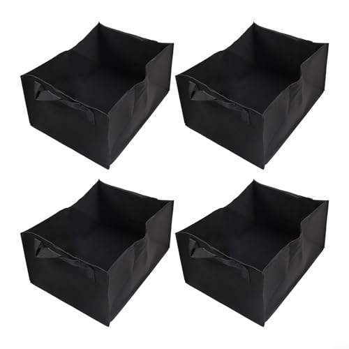 Yuanpgky 4 rechteckige Filz-Pflanzbeutel, Vliesstoff, Pflanzenzuchtbehälter mit Griffen für Gemüse, Kartoffeln, Tomaten, drinnen und draußen, Gartenarbeit, Schwarz (40 x 30 x 20) von Yuanpgky