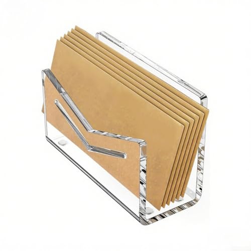 Yuanpgky Acryl-Briefhalter mit V-förmigem Umschlag-Design – vertikaler Brief-Organizer und Rechnungssortierer für Schreibtisch, Eingang oder Heimbüro (transparent) von Yuanpgky