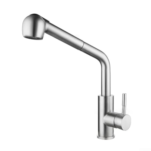 Yuanpgky Ausziehbarer Küchenarmatur, 304 Edelstahl, einziehbarer Einhandmischer mit verstellbarem Wasserauslass, modernes Design, einfache Installation (SKU) von Yuanpgky