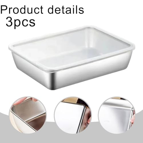 Yuanpgky Frischhaltedosen aus Edelstahl mit Deckel, 3 Stück Auslaufsichere Konservierungsboxen für Gefrierschrank, Kühlschrank, Picknick und Küchenorganisation, 25x20x5cm Yuanpgky Frischhaltedosen aus Edelstahl mit Deckel, 3 Stück Auslaufsichere Konservierungsboxen für Gefrierschrank, Kühlschrank, Picknick und Küchenorganisation, 25x20x5cm von Yuanpgky