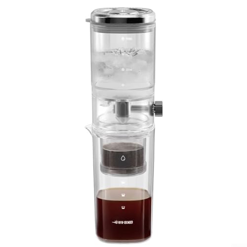 Yuanpgky Ice Drip Cold Brew Kaffeemaschine mit hochdichtem Filterturm-System für reibungslosen Brauprozess, transparentes Design mit stabilem Tropfsystem (transparent) von Yuanpgky