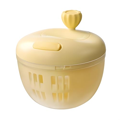 Yuanpgky Manueller Salatschleuder, Gemüsetrockner mit großer Kapazität, Schüssel für Küche, Lebensmittelzubereitung, Obst, Gemüse, Salat, Kräuter, Abtropfsystem (gelb) von Yuanpgky