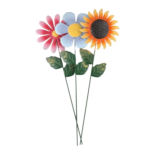 Yuanpgky Metall Sonnenblume Gartenstecker Set Outdoor Dekorative Hofkunst Große stehende Blumenskulpturen Terrasse Rasen Ornamente Frühling Sommer von Yuanpgky