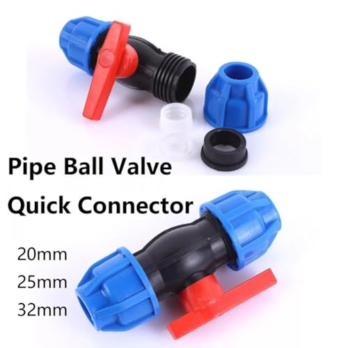 Yuanpgky PE-Kugelstopp-Wasserhahnventil, 20 mm, 25 mm, 32 mm, Wasserrohr-Kompressions-Endstück für Gartenbewässerung, geeignet für PVC-PPR-Rohre in Gewächshaus, Landwirtschaft und Bauernhof Yuanpgky PE-Kugelstopp-Wasserhahnventil, 20 mm, 25 mm, 32 mm, Wasserrohr-Kompressions-Endstück für Gartenbewässerung, geeignet für PVC-PPR-Rohre in Gewächshaus, Landwirtschaft und Bauernhof von Yuanpgky