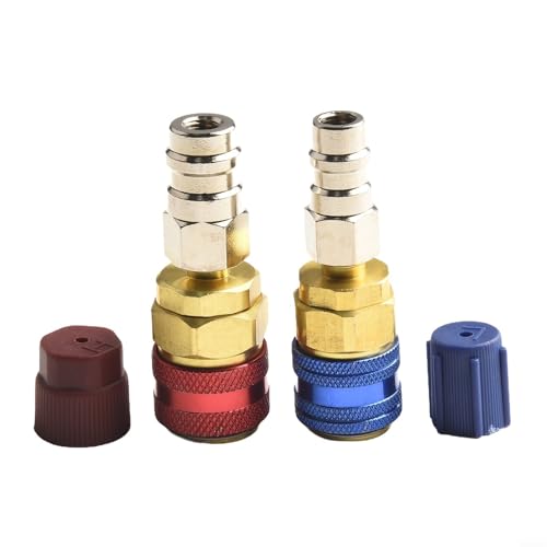 Yuanpgky R134A AC Schnellkupplung Set Low High Side Extension Adapter Klimaanlage Connector Kit Mit Schutz R134A Klimaanlage Verlängerung von Yuanpgky