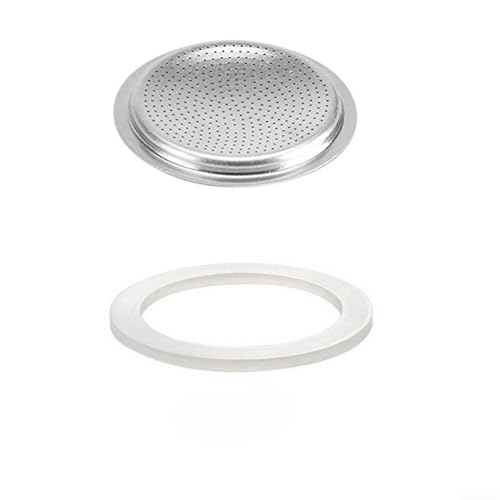 Yuanpgky Silikon-Gummidichtung für Espresso, Mokka, Kaffeekanne, Ersatzteile mit Filtersieb, verschiedene Größen, 39–73 mm, Ringzubehör (6 Tassen + Sieb) von Yuanpgky