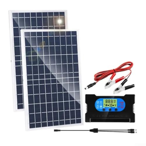Yuanpgky Solarladeregler-Set, 10 W, Dual-Panel-System mit PWM-Controller für Handy, EV, Laden, Outdoor, Camping, Reisen, 12 V, 24 V, kompatibel (40 A) von Yuanpgky