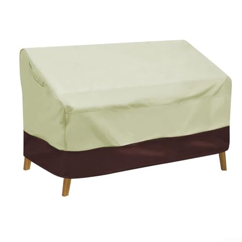 Yuanpgky Wasserdichte Abdeckung für Terrassenbank, 210D Oxford-Stoff, für mehrere Personen, Sofabezug für Gartenmöbel, 2–4 Sitze, mit Aufbewahrungstasche, Beige (210D: 147 x 83 x 79 cm) von Yuanpgky