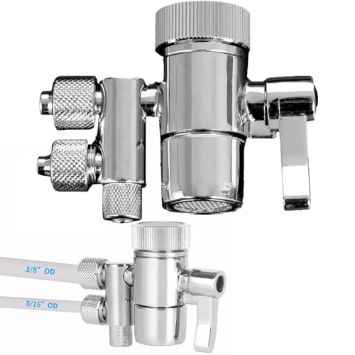 Zwei-Wege-Wasserhahn-Filter-Umstellventil mit M22- und M24-Anschlüssen, 3/8 Zoll und 5/16 Zoll Ausgänge, Messing verchromt, kompatibel mit Amway eSpring Arbeitsplatten-Wasserfiltern von Yuanpgky