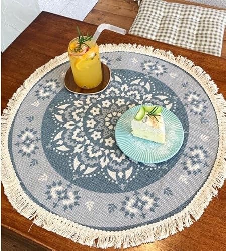 50,8 cm rustikales rundes Boho-Tischset für Esstisch mit Quasten, Mandala-Platzset, Tischmatte für Küche (Farbe/04) von Yuanyifenglin