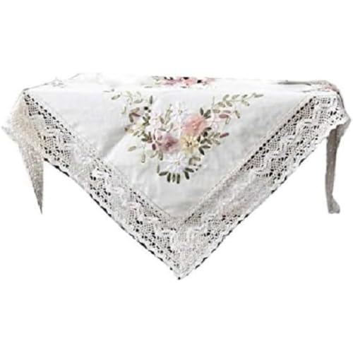 Yuanyifenglin Stickset Tischdecken Garten Blume Handgemachte Kreuzstich Vorgedruckt DIY Stickerei mit Vorlage aus gestrickter Spitze von Yuanyifenglin