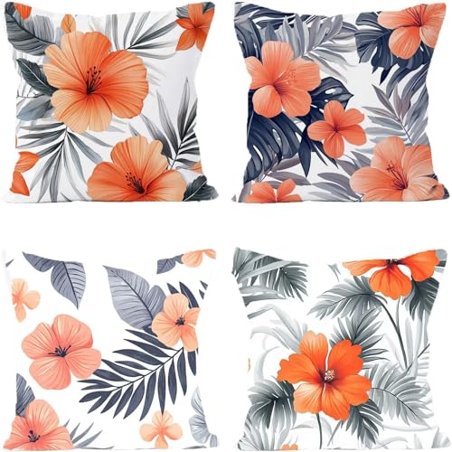 Kissenbezug 75x75cm Orange Farbe Outdoor Kissen Wetterfest Leinen Kissenbezüge Blumen Sofakissen 4er Set Doppelseitig Druck Quadrat Dekokissen für Sofa Schlafzimmer Balkon Deko Wohnzimmer Bett Y6-691 Kissenbezug 75x75cm Orange Farbe Outdoor Kissen Wetterfest Leinen Kissenbezüge Blumen Sofakissen 4er Set Doppelseitig Druck Quadrat Dekokissen für Sofa Schlafzimmer Balkon Deko Wohnzimmer Bett Y6-691 von Yuaoihnn