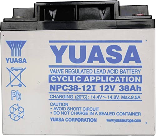 Yuasa NPC38-12 NPC38-12 Bleiakku 12V 38Ah Blei-Vlies (AGM) (B x H x T) 197 x 170 x 165mm M5-Schraub von Yuasa