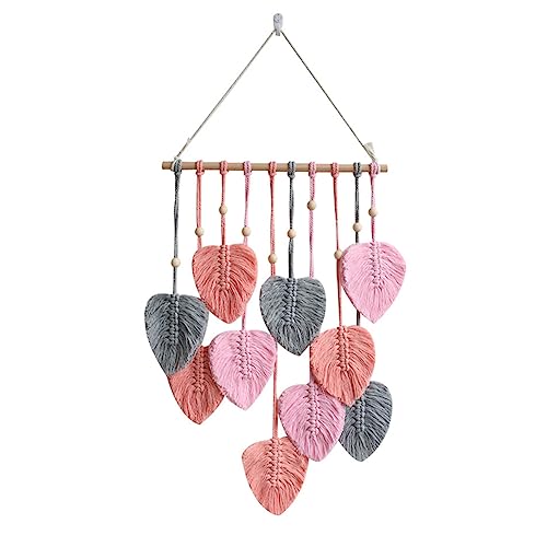 Yuattory Blatt-Makramee-Wandbehang, Boho-Raum-Heimdekoration, Gewebter äSthetischer Wandteppich, Heimzimmer-Hochzeitsdekoration, Rosa Yuattory Blatt-Makramee-Wandbehang, Boho-Raum-Heimdekoration, Gewebter äSthetischer Wandteppich, Heimzimmer-Hochzeitsdekoration, Rosa von Yuattory