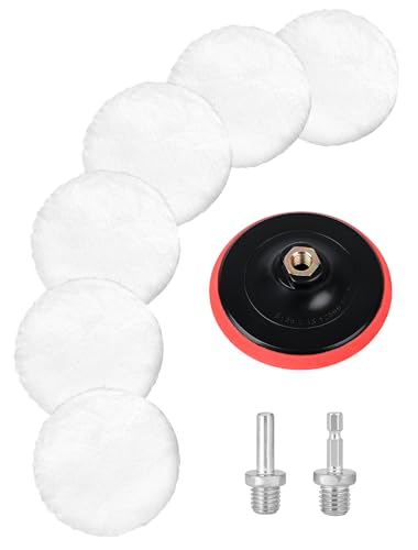 125mm Polieraufsatz Winkelschleifer Polierhaube Polierschwamm, 6 Stück Wolle Polieraufsatz Polierscheibe Polierpad mit 6 Winkel Griff und Rundadapter 125mm Polieraufsatz Winkelschleifer Polierhaube Polierschwamm, 6 Stück Wolle Polieraufsatz Polierscheibe Polierpad mit 6 Winkel Griff und Rundadapter von Yubpaiy