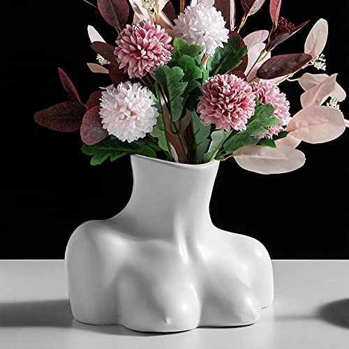 Blumenvase, Körperstil, schwarze glänzende Kramikvase, handüberzogene Skulptur-Vase, Dekor-Blumentopf für Zuhause, Büro, Hochzeit, Party, Urlaub von Yuccasly