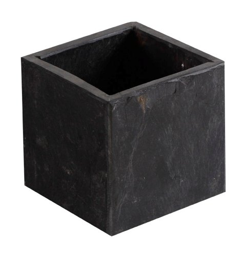 Schiefer-Blumentopf 18,5 x 18,5 x 16,5 cm kubische Planzentopf, Vase aus schwarzem Schiefer Unikat Naturstein von Yuchengstone