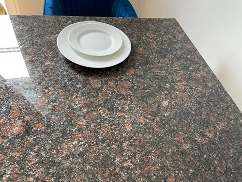 Naturstein Gilltisch Große Arbeitsplatte Küchenplatte, Servierplatte oder Tischplatte aus poliertem Granit, Unikat Handarbeit 80 x 80 x 1,8 cm, 36KG von Yuchengstone