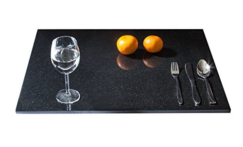 Stein Küchenplatte Küchenarbeitsplatte aus seltenem schwarzen Granit, Unikat Steinmetzarbeit, massiv, elegant Käseplatte Wurstplatte Aufschnittplatte, Sushiplatte für Festtafel, 48x 60x 1,5 cm, 16kg von Yuchengstone