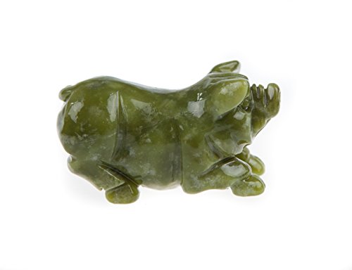 Yuchengstone Chinesische Tierkreiszeichen Figuren, aus hochwertigem grünen Marmor, handgefertigt und Jede ist EIN Unikat, Tierzeichen Schwein von Yuchengstone