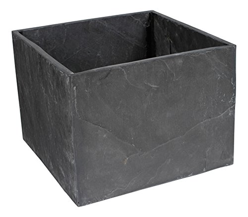 Yuchengstone Schiefer Übertopf Blumentopf Pflanzentopf Pflanzkübel Vase aus Naturstein, Gartenbedarf, Schiefertopf sehr Massiv, rechteckig, schwarz (Maße: BTH40x40x30 cm, Gewicht: ca. 24kg) von Yuchengstone