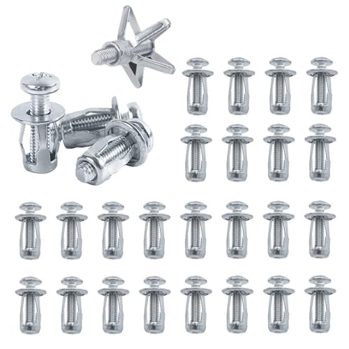 105 Stück Hohlwandanker, M4 M5 M6 Hohlraum Metallanker Set, Kohlenstoffstahl, Expansion Nuts, Petal Nuts Metall, Für Gipswände, Holzverkleidungen, Hohlkörpertüren von Yudobliss