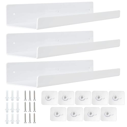 Acryl Wandregal, 3 Stück Schwebendes Regal Wand, 30 x 10cm Schwebendes Bücherregal aus Weißem Acryl, Wandhalterung mit Montagezubehör, für Bücherregale, Küchenregale, Gewürzregale, Heimdekoration Acryl Wandregal, 3 Stück Schwebendes Regal Wand, 30 x 10cm Schwebendes Bücherregal aus Weißem Acryl, Wandhalterung mit Montagezubehör, für Bücherregale, Küchenregale, Gewürzregale, Heimdekoration von Yudobliss