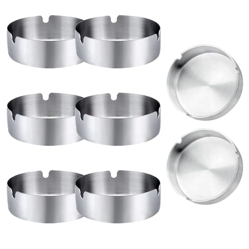 Aschenbecher, 8 Stück Rund Edelstahl Aschenbecher, 8cm/3,1in Moderner Schreibtisch Aschenbecher, Edelstahl Aschenbecher, Tischplatte Aschenbecher, Restaurants, Schlafzimmern, Polierbehandlung von Yudobliss