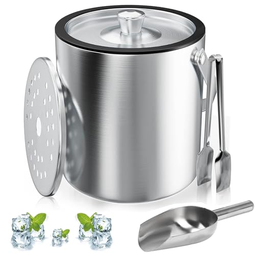 Eiswürfelbehälter, 3L Eisbehälter rund mit Sieb und Eiszange, Eiswürfelbehälte, Eiskübel mit Schaufel, Eiswürfel Kühler für Bar, Party, zur Aufbewahrung von Eis und zum Kühlen von Getränken Eiswürfelbehälter, 3L Eisbehälter rund mit Sieb und Eiszange, Eiswürfelbehälte, Eiskübel mit Schaufel, Eiswürfel Kühler für Bar, Party, zur Aufbewahrung von Eis und zum Kühlen von Getränken von Yudobliss