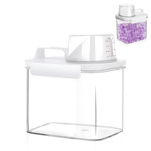 Waschmittel Aufbewahrung, 1100ml Luftdichter Waschmittelspender, Mehrzweck Waschmittelbox für Pulver, Transparente Waschpulver Aufbewahrungsbox, Aufbewahrungsbox mit Messbecher, für Waschpulver Waschmittel Aufbewahrung, 1100ml Luftdichter Waschmittelspender, Mehrzweck Waschmittelbox für Pulver, Transparente Waschpulver Aufbewahrungsbox, Aufbewahrungsbox mit Messbecher, für Waschpulver von Yudobliss