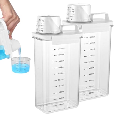 Waschmittel Aufbewahrung, 2 Stück Mehrzweck Waschmittelbox, 2300ml Waschmittel Aufbewahrung mit Messbecher, Transparente Waschpulver Aufbewahrungsbox, Waschmittelspender, für Wäschereien, Badezimmer Waschmittel Aufbewahrung, 2 Stück Mehrzweck Waschmittelbox, 2300ml Waschmittel Aufbewahrung mit Messbecher, Transparente Waschpulver Aufbewahrungsbox, Waschmittelspender, für Wäschereien, Badezimmer von Yudobliss