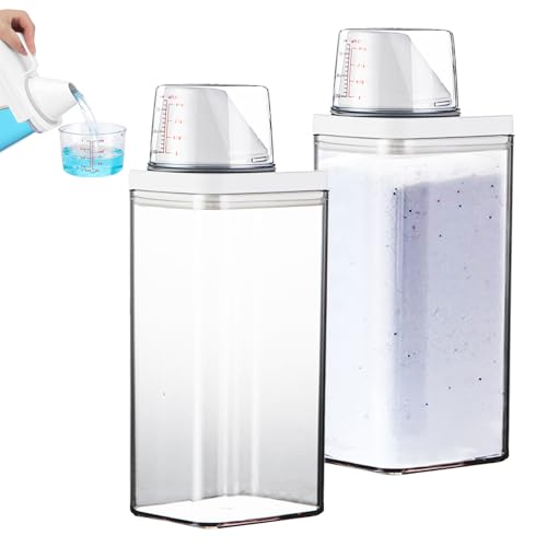 Waschmittel Aufbewahrung, 2 Stück Mehrzweck Waschpulverspender, 1500ml Transparente Waschmittel Aufbewahrungsbox, mit Messbecher, Waschmittelspender Messbecher, für Küche, Waschküche Waschmittel Aufbewahrung, 2 Stück Mehrzweck Waschpulverspender, 1500ml Transparente Waschmittel Aufbewahrungsbox, mit Messbecher, Waschmittelspender Messbecher, für Küche, Waschküche von Yudobliss